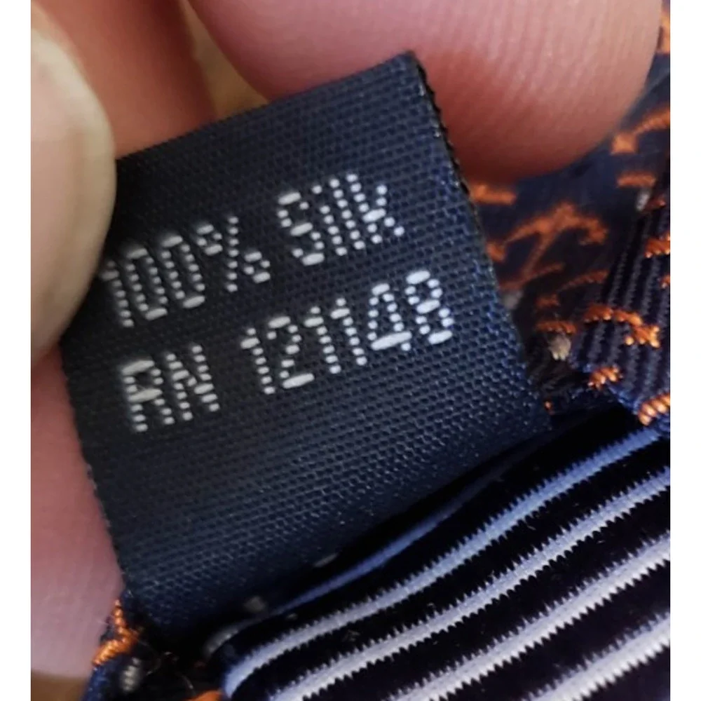 Nautica Blue With Orange Anchors Nautical Design Silk Necktie Tie